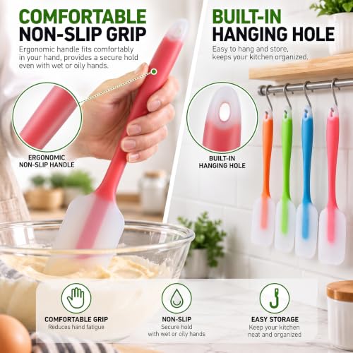 HiramWare Silicone Spatula Set of 4, Heat Resistant, Food Grade - size: 4 Small(Blue, Green, Orange, Red)