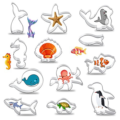 Ocean Animals Cookie Cutter Set, Under the Sea Cookie Cutter Set - color: Marine