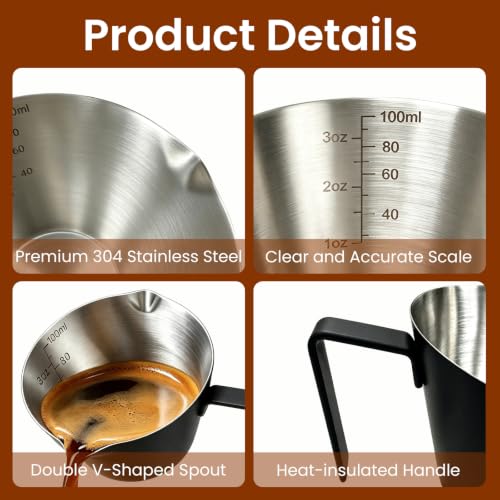 2 Pc Stainless Steel Espresso Shot Cups, 3.4oz/100ml, Black - color: 05_ Black 2pc