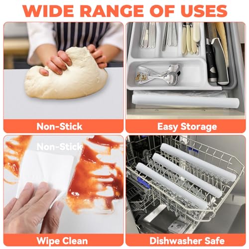 16IN x 6FT Silicone Baking Mat Roll - Large Food Grade Silicone Sheet Heat Resistant for Oven Freeze Dryer Liner, Non-stick Pastry Mat, Non-slip Kitchen Countertop Protector