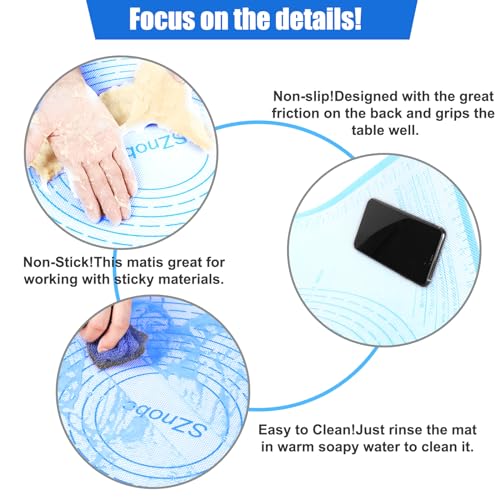 Silicone Pastry Mat Large Baking Mat 36X24 inch Dough Mat with Measurements - color: Blue, size: 24"L x 36"W
