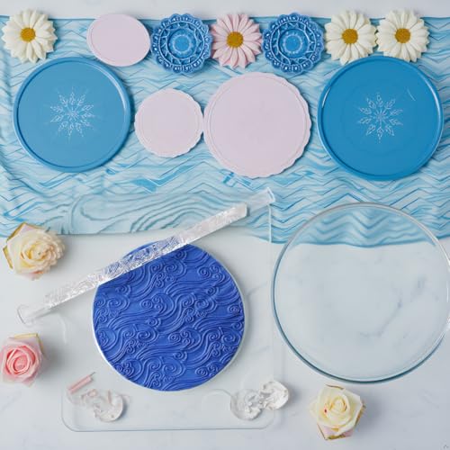 Embossing Acrylic Clear Rolling Pin Sea Wave Effect Texture Cake Decorating Baking Rolling Pin Baking Tools and Accessories