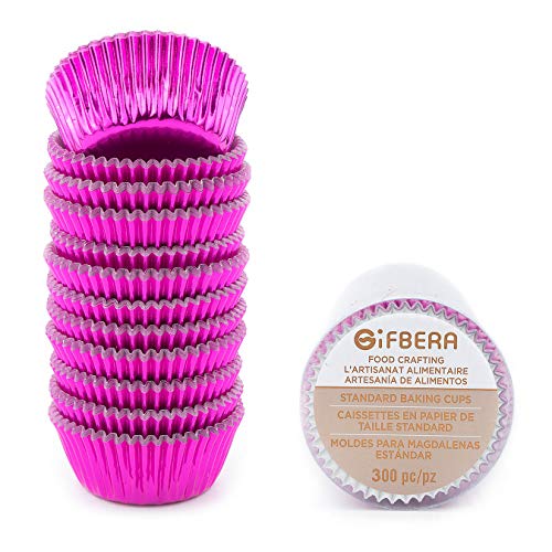 Hot Pink Foil Mini Cupcake Liners Baking Cups, 300-Count - color: Hot Pink