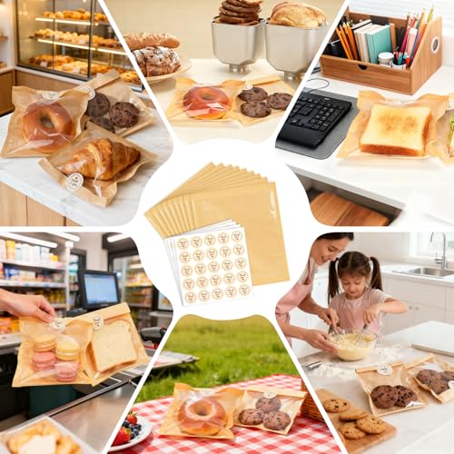 100Pcs Cookie Bags with Seal, Premium Cookie Packaging Bag 7.1 * 7.5 - size: 7.1*7.5