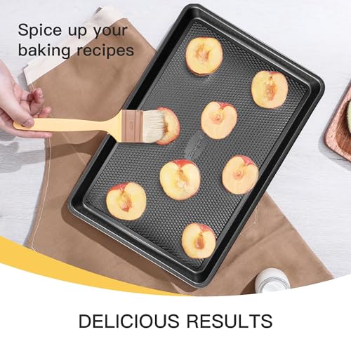 Cookie Sheets for Baking Nonstick - HONGBAKE Baking Sheet Pan Set of 3, Half/Quarter/Jelly Roll Pan for Oven with Diamond Texture Pattern, 57% Thicker Carbon Steel Cookie Trays, Dark Grey - color: Dark Gray (Carbon Steel)