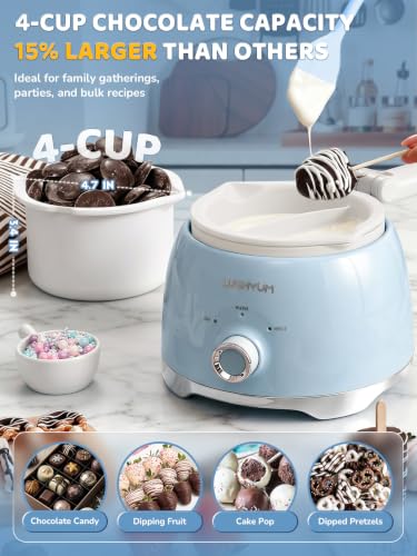 LUSHYUM Electric Chocolate Melting Pot, 4-Cup Chocolate, 2 Insert Pots - color: Blue