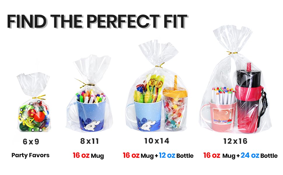 PigPotParty Cellophane Treat Bags 7x10 Inch, 50 Pack, Clear Goodie Bags - color: 7x10 Inch (Pack of 50)