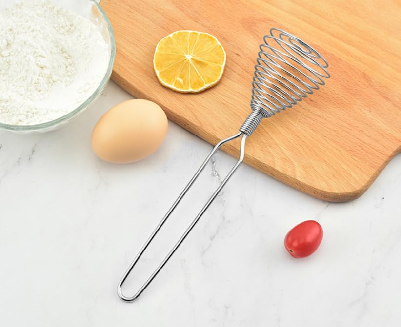 Mini French Spring Whisk,Stainless Steel Manual Eggbeater Hand Egg Mixer Whisk Blender Stirring Beater Cream Frother Flour Stirrer for Kitchen
