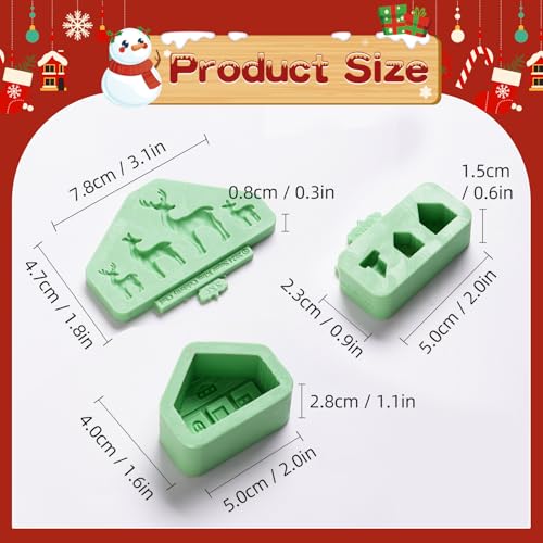 Christmas House Silicone Molds, Elk Cake Decorations Mold Set of 3 - color: 3 Pieces