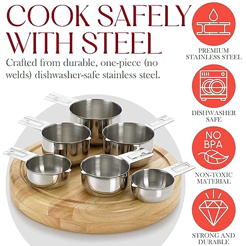 Bellemain Stainless Steel Measuring Cups Set of 6, Nesting Design - color: Stainless Steel