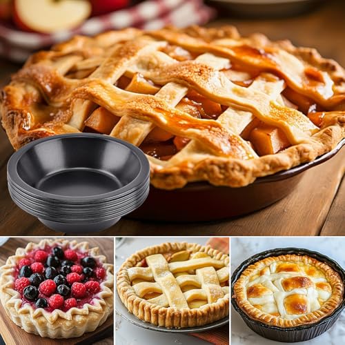 12 Pack 5" Mini Black Tart Pans, Carbon Steel Round Mini Pie Tins
