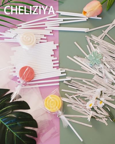 3.5mm 4-inch CHELIZIYA Paper Lollipop Sticks and Wrappers Silver Set - color: Silver