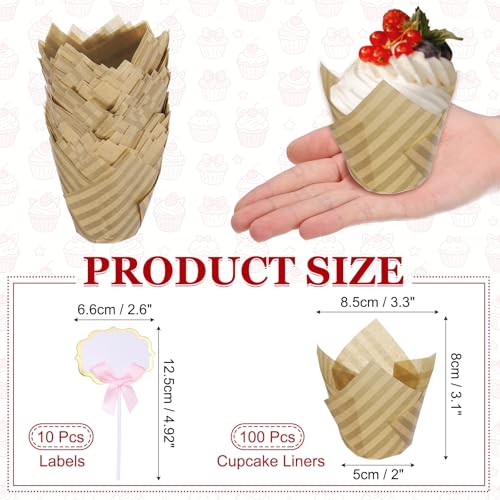 uxcell 100Pcs Tulip Cupcake Liners with 10Pcs Cheese Markers Muffins Liners