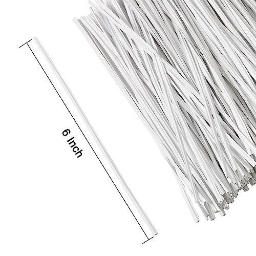 Tangyinrd 300 Pcs 6 inch White Plastic Twist Ties, Cable Ties, for Bags, Gardening Tools - color: White
