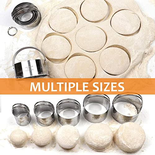 HULISEN 5-Pc Biscuit Cutters, Flour Sifter, Pastry Scraper, Dough Blender - size: 4 Pcs Pastry Cutter Set with 3 Cup Flour Sifter