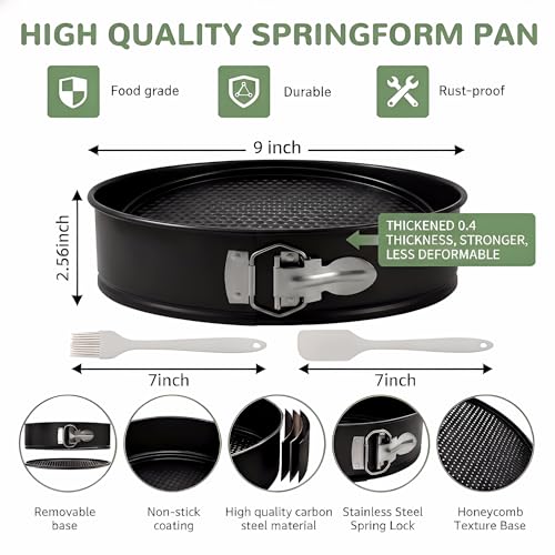 9 Inch Springform Pan with Removable Bottom，4mm thickness - size: 9inch