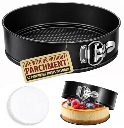 10 Inch Springform Pan with 50 Pcs Parchment Paper Cheesecake Baking Mold - size: 10" Cake Pan