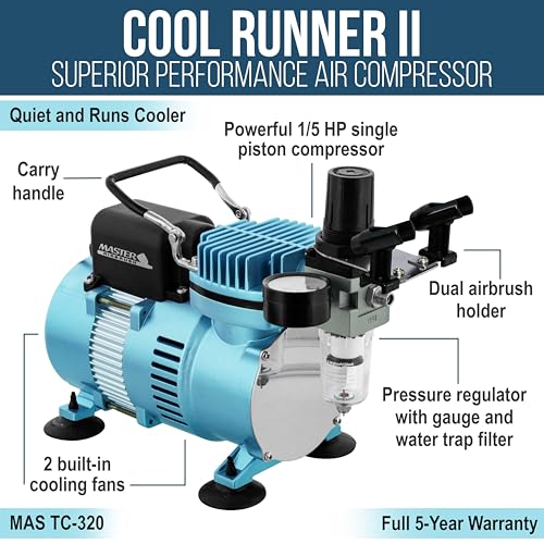 Master Airbrush Cool Runner II Airbrush Cake Decorating Kit with Dual Fan
