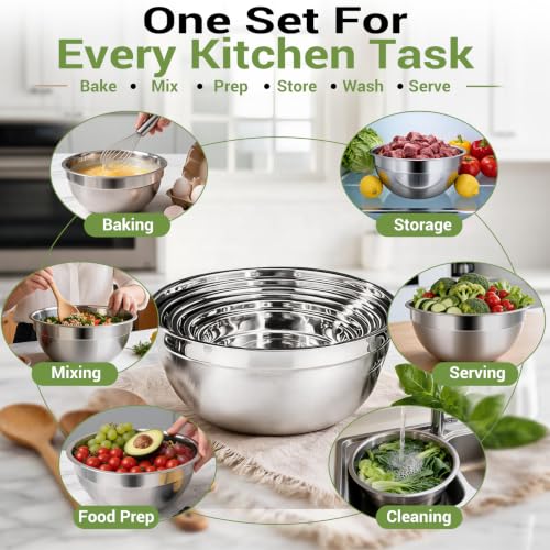WEPSEN 5-Speed Electric Hand Mixer, 4 Large Mixing Bowls Set, Handheld Mixers with Whisks Beater, Stainless Steel Metal Nesting Bowl Measuring Cups Spoons Kitchen Cake Blender for Baking Supplies - color: Red