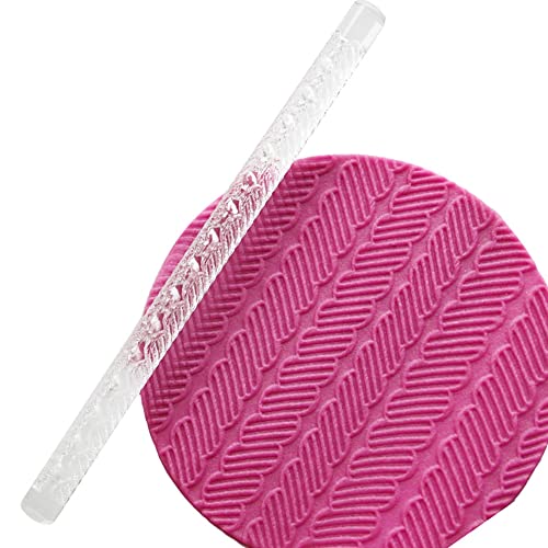 Patterned Acrylic Rolling Pin, Food Safe Lightweight Embossing Roller for Baking Pastry Clear Acrylic 16 x 1 cm 28 Patterns Comfortable Grip - size: 52003 stripes