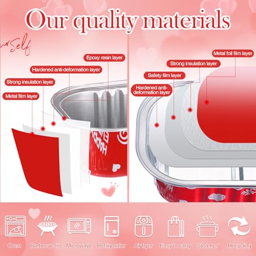 Tioncy 100 Pcs Mini Loaf Pans with Lids Spoons, Heart - style: Heart