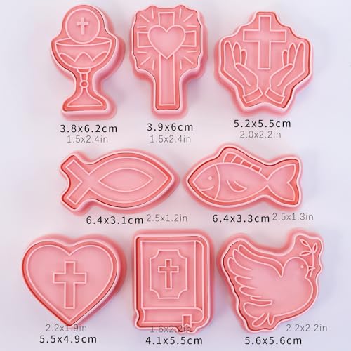 Cross Cookie Cutters 8Pcs First Communion Religious Christian Cookie Stamps - color: Communion