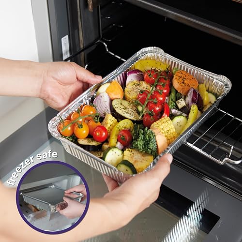MATANA 25 Pack 8x12 Foil Aluminum Pans Disposable Trays - Ideal for Roasting, Baking, Lasagna, Cakes, Tarts, Bread, Crawfish, Chafer, Party - style: 8x12 (25 Pans)