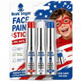 Blue Squid Red, White & Blue Face Paint Stick - Water based Body Paint for Adults & Kids - Vegan Hypoallergenic Twist-Up Non-Toxic Makeup Stick for Cosplay, & SFX (Red, White & Blue) - color: Red, White & Blue