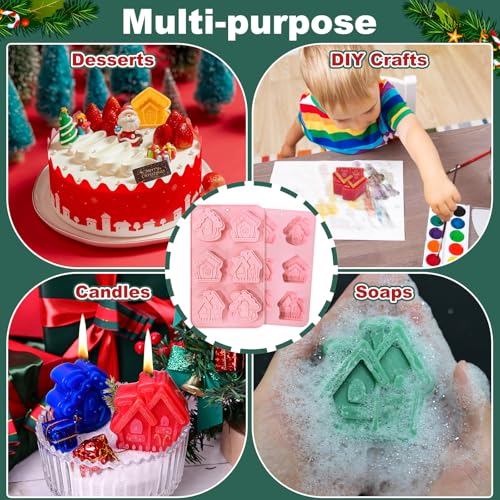 Christmas House Soap Molds, 2 Pack Gingerbread House Silicone Mold - color: Christmas House