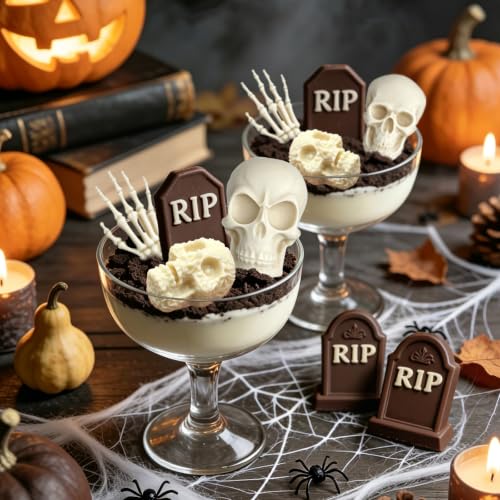 Halloween Fondant Molds, 6Pcs Skull Skeleton Hands Cake Fondant Mold - color: 6 Pcs Skull Skeleton Hands Molds, Pink