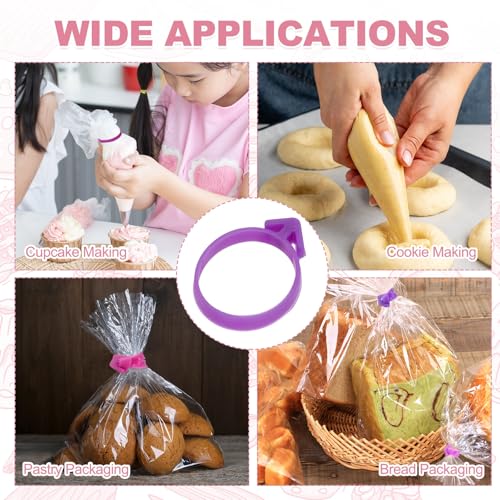 uxcell 60Pcs Pastry Bag Ties Silicone Reusable Piping Bag Ties Cake Purple - color: Purple
