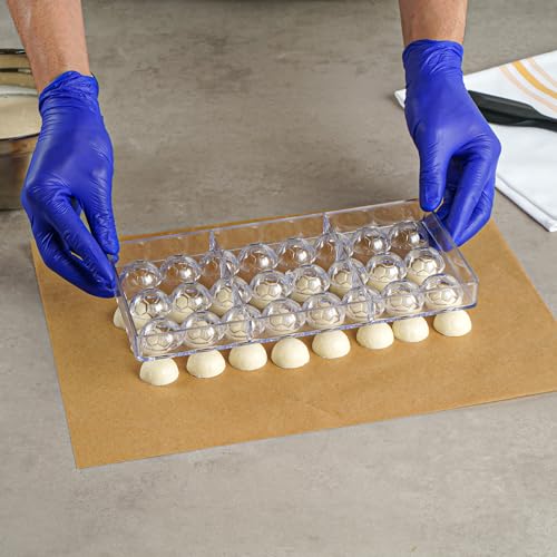 Restaurantware-Pastry Tek 10.8 x 5.3 Inch Chocolate Shaping Mold, 1 Freezable Candy Mold - 24 Cavities, Soccer Ball-Shaped, Clear Polycarbonate, For Chocolate, Dishwashable, Easy To Release - size: 1 Count | 10.8 x 5.3 Inch, style: Soccer Ball