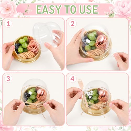 50 Pcs Mini Dessert Containers with Dome Lids Clear Plastic Cake Boxes