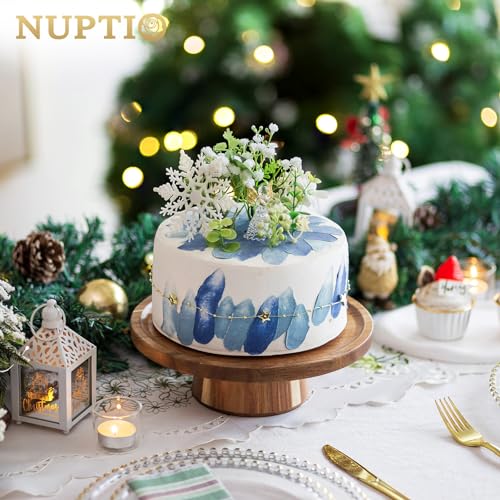 NUPTIO Wooden Cake Stand, Acacia Wood Cupcake Holder, 9.5 Inch - size: 9.5" Diameter