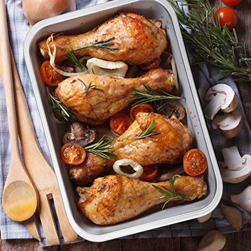 P&P CHEF Stainless Steel Lasagna Pan, Rectangular Baking Pan 10.7" Lx3.2 H - size: 10.7" L x 3.2" H