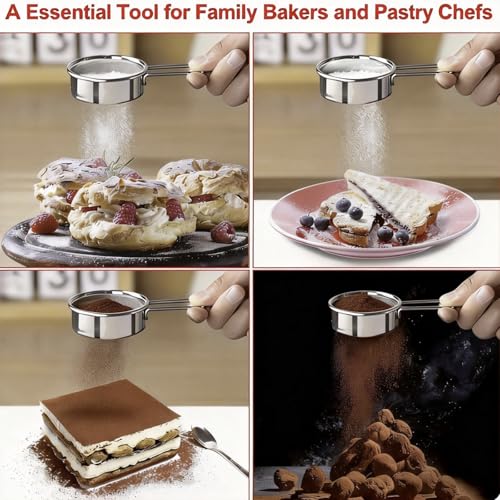 Two-piece mini baking sieve set, 40-mesh tea strainer mini tea filter