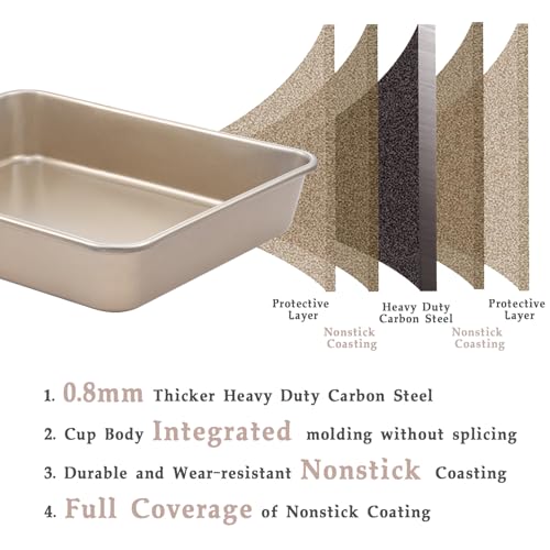 12 x 10-Inch Baking Pan Set, 2.5-Inch Deep Nonstick Carbon Steel, 2 Pack - size: 12.5″ X 10.5″ Rectangle