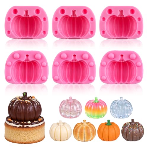 Pumpkin Cake Molds Silicone Mini Thanksgiving Halloween Chocolate Molds - color: Pink Mold