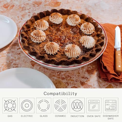 Made In Cookware - 9" Pie Dish - Navy Rim - Handcrafted Porcelain - Professional Bakeware - Crafted in France