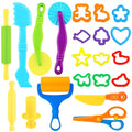 Dough Tools 21pcs Dough Tools Play for Kids Clay Accessories with Rolling Pins,Cutters,Roller,Safety Scissors,Plastic Knife - color: Aninals