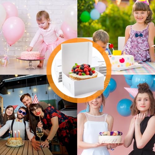 Ireer 50 Pack White Cake Boxes 14 x 14 x 6 Inch Cake Transport Container - size: 14 x 14 x 6 Inch
