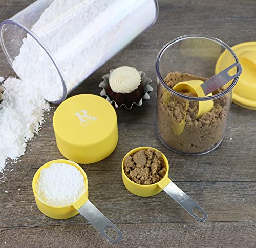 Reston Lloyd 8pc Measuring Cups & Spoons for Dry & Liquid Ingredients, Food Grade Plastic with Stainless Steel Handles, Lemon - color: Lemon