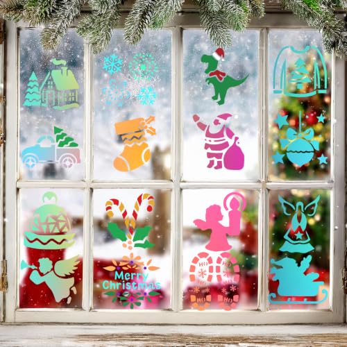 72 PCS Christmas Stencils for Painting - 3x3 Inch Santa Claus Snowflake Christmas Tree Reusable Xmas Painting Templates on Wood, Glass, Fabric, Window Door Decor DIY Party Decoration - style: Christmas