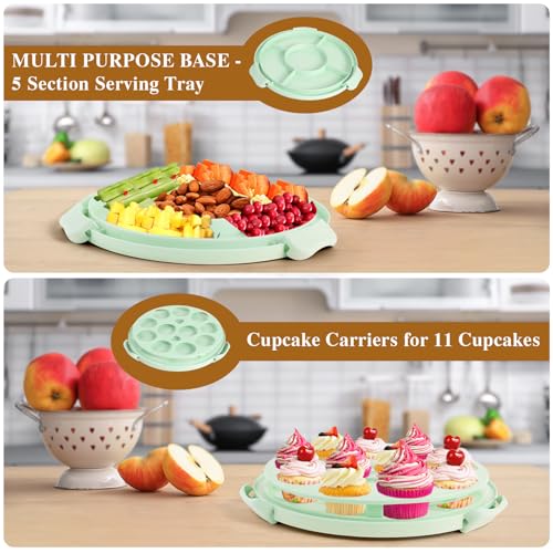 Cake Carrier with Lid and Handle - Cake Containers, BPA-Free，Perfect Gifts - color: Green