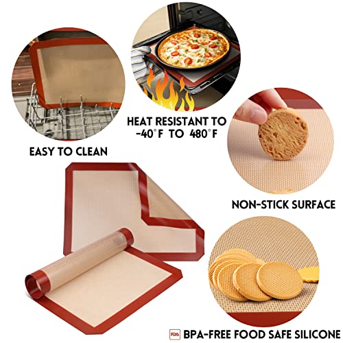 STATINT Silicone Baking Mat, Nonstick Half Sheet Baking Mat, Set of 2 - size: 2 Half Sheets