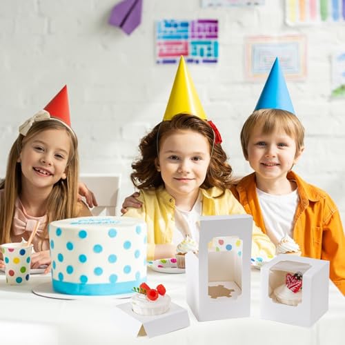 BOOMIBOO 50 Pack Individual Cupcake Containers, Cupcake Boxes with Window - color: White
