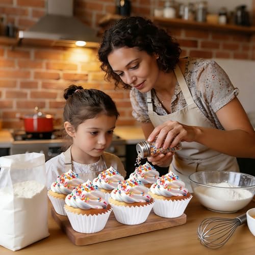 Caperci Heavy Duty Jumbo Cupcake Muffin Liners for Baking - Extra Large 100pcs Grease-Resistant White Paper Baking Cups, No Muffin Pan Needed, Odorless, Easily Peels (White) - color: White
