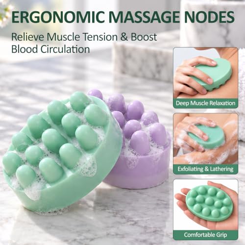 SJ Silicone Massage Soap Mold, 2-Pack 4-Cavity Soap Making Mold - color: Green+Blue / 3D Hair Comb