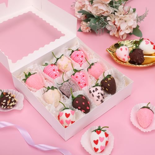 Moretoes 12pcs 8x8x2 Inches Treat Boxes, Cookie Boxes with Window