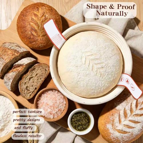 Sourdough Starter Kit with Banneton Proofing Basket, Jar and Baking Tools - color: Orange